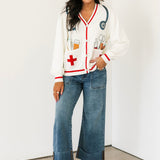 White Medical Instrument Button Up Cardigan | Queen Of Sparkles