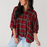 Plaid Button Down Top | Red