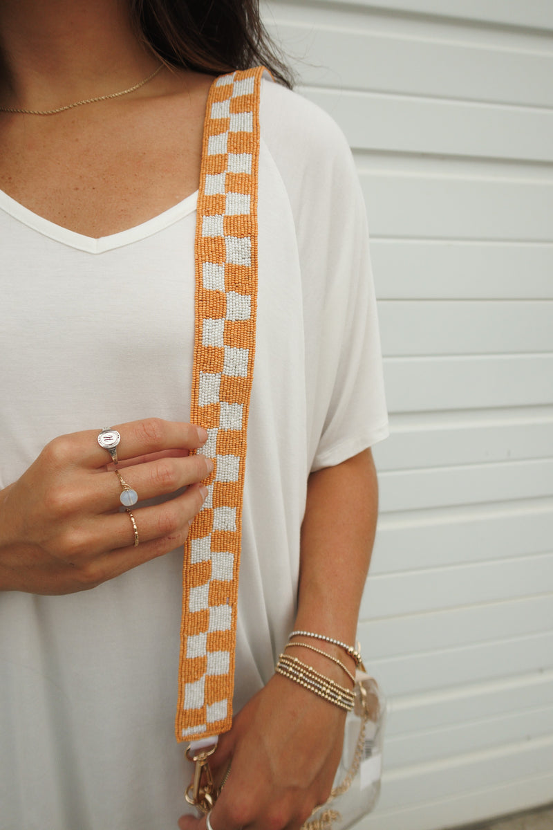 BEADED PURSE STRAP | UT VOLS CHECKERED
