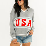 USA Varsity V Neck Sweater