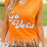 Licensed Tennessee 'Go Vols' Feather Bottom Tank Sweater | Queen Of Sparkles