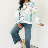Light Blue & White Checkered Medical Instrument Icon Sweatshirt | Queen Of Sparkles