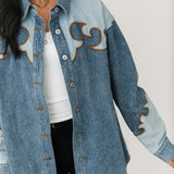 Western Embroidered Denim Shacket