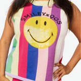 Licensed Rainbow Striped QOS Smiley Sweater Tank | Queen Of Sparkles