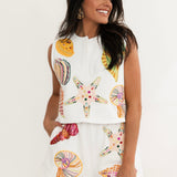 White Multi Shell Short | Queen Of Sparkles