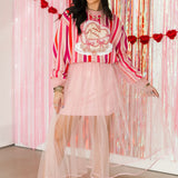 Pink Striped 'XOXO Queen' Heart Cake Sweater | Queen Of Sparkles