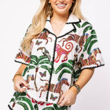 White & Black Trim Safari Short | Queen Of Sparkles