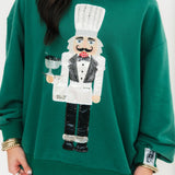 Dark Green Caviar Serving Nutcracker Sweatshirt | Queen Of Sparkles