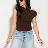 Asymmetrical Sweater Top | Brown