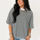 Stripe Tackle Tee | Court Stripe Black White