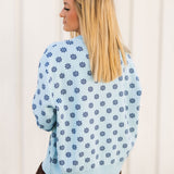 Aqua & Green Flower Print Queen Card Sweater | Queen Of Sparkles