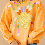 Light Orange Multi Oversized Spider On Web Sweatshirt | Queen Of Sparkles