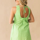 Green Polka Dot Multi Crab Cotton Tank Dress | Queen Of Sparkles