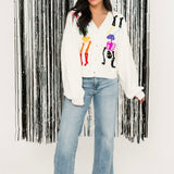 White Rainbow Skeleton Button Up Cardigan | Queen Of Sparkles