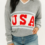 USA Varsity V Neck Sweater