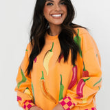 Coral Multi Chili Pepper Sweatshirt | Queen Of Sparkles