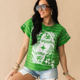 Green Football Field Queen Card Logo Tee | Queen Of Sparkles