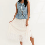 Say My Name Denim Front Tie Top