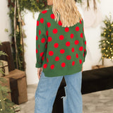 Green & Red Polka Dot 'Tis The Season' Turtleneck Sweater | Queen Of Sparkles