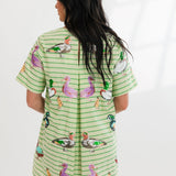 Green Stripe Cotton Duck Dress | Queen Of Sparkles