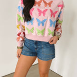 Light Pink Multi Butterfly Sweatshirt | Queen Of Sparkles
