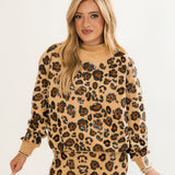 Tan, Brown & Black Leopard Mock Neck Sweatshirt | Queen Of Sparkles