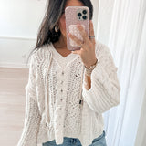 Hooded Chenille Sweater | Cream