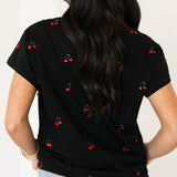 Black Mini Jeweled Cherry Tee | Queen Of Sparkles