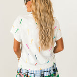 White Golf Ball & Multi Golf Tee T-Shirt | Queen Of Sparkles