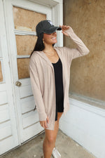 HOODED CARDIGAN W/POCKETS | NATURAL