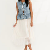Say My Name Denim Front Tie Top