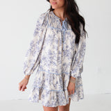 Floral V-Neck Mini Dress | Ecru