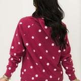Polka Dot Hoodie | Maroon & Pink
