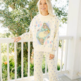 Beige & Lavender Polka Dot Sparkle Logo Pant | Queen Of Sparkles