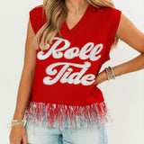 Licensed Alabama Feather Bottom Tank Sweater | Queen Of Sparkles