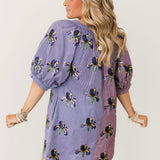 Purple Colorblock Striped Iris Button Up Cotton Dress | Queen Of Sparkles