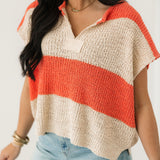 Stripe Sweater Vest | Coral Oatmeal