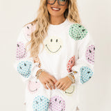 Licensed White Scattered Multi Smiley Short | Queen Of Sparkles
