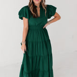 Anne Puff Sleeve Tiered Maxi | Green