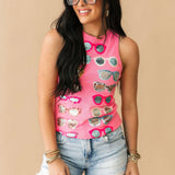 Pink Multi Sunglass Tank | Queen Of Sparkles
