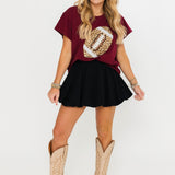 Maroon Jeweled Football Tee | Queen Of Sparkles