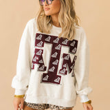 Licensed Texas A&M Oversized Printed Mascot Letter Sweatshirt | Queen Of Sparkles