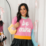 Multi Pastel Colorblock Be Mine Sweater