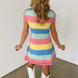 Pastel Stripe Butterfly Knit Dress