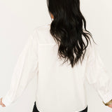 White Queen Card & Sparkle Collar Button Up Cotton Top | Queen Of Sparkles