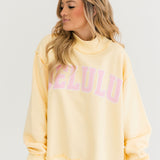'Delulu' Embroidered Mock Neck Sweatshirt | Butter