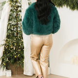 Paris Cropped Fur Coat | Uncut Emerald