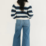 Frankie Cable Striped Pullover | Ivory Combo