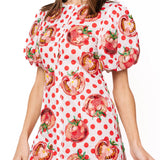 White & Red Polka Dot Tomato Button Up Dress | Queen Of Sparkles