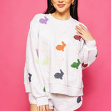 Grey Multi Bunny Sweatshirt | Queen Of Sparkles